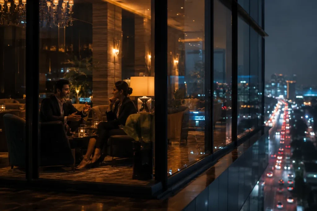 Private luxury lounge conversation