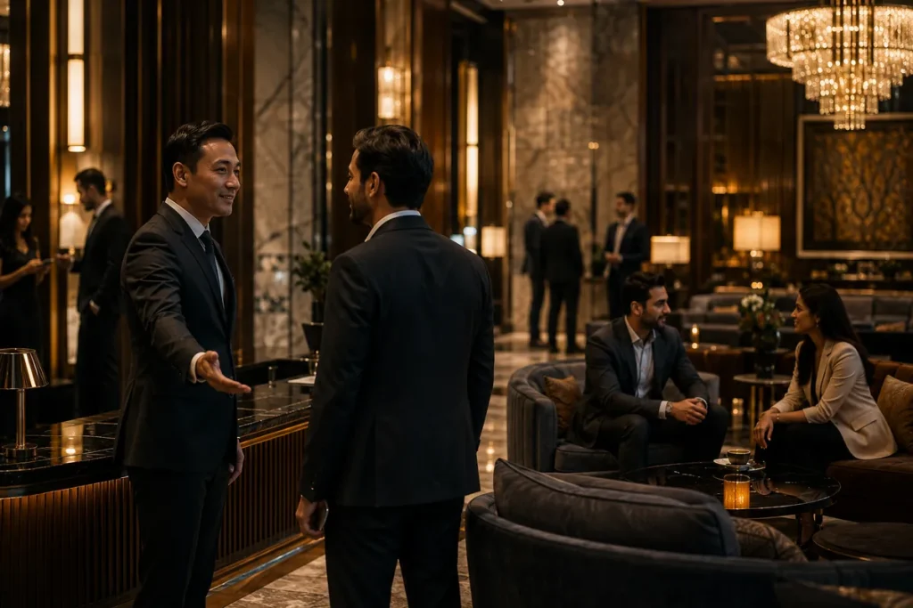 Professional interaction reflecting genuine luxury and trust
