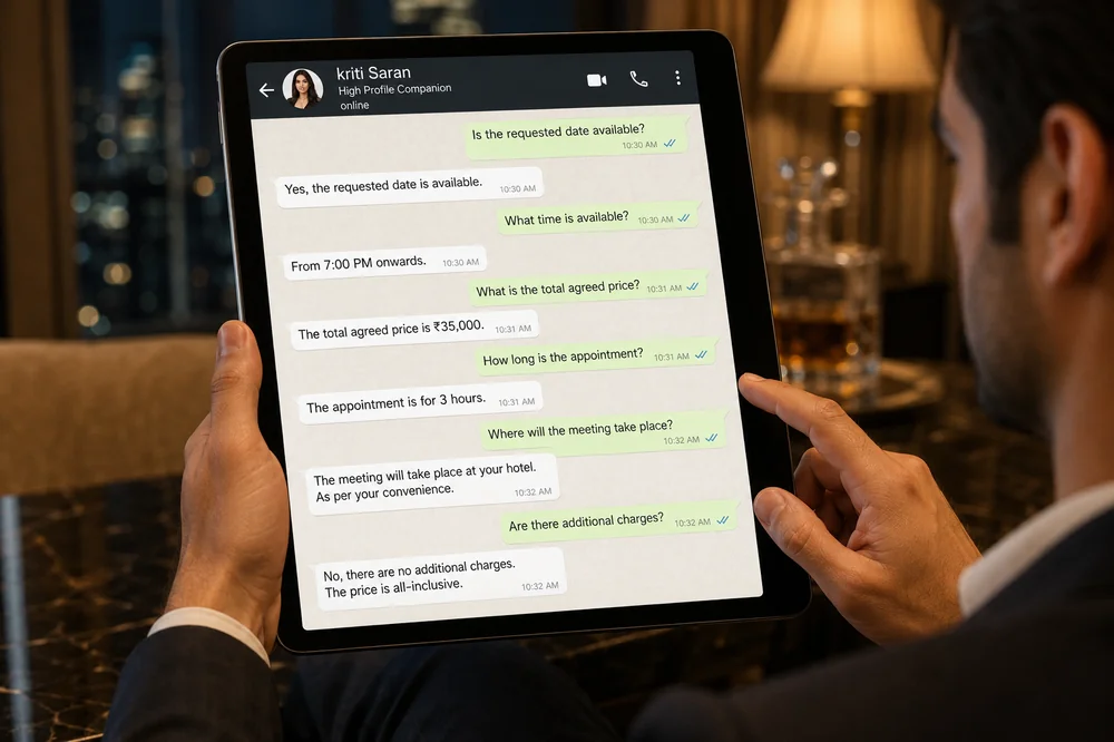Man chatting with high-profile companion
